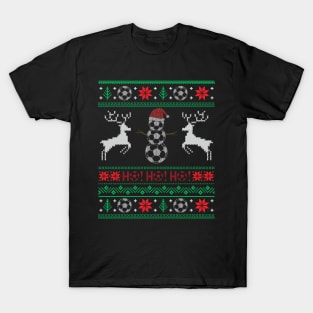 Funny Christmas Soccer Snowman Ugly Christmas Xmas T-Shirt